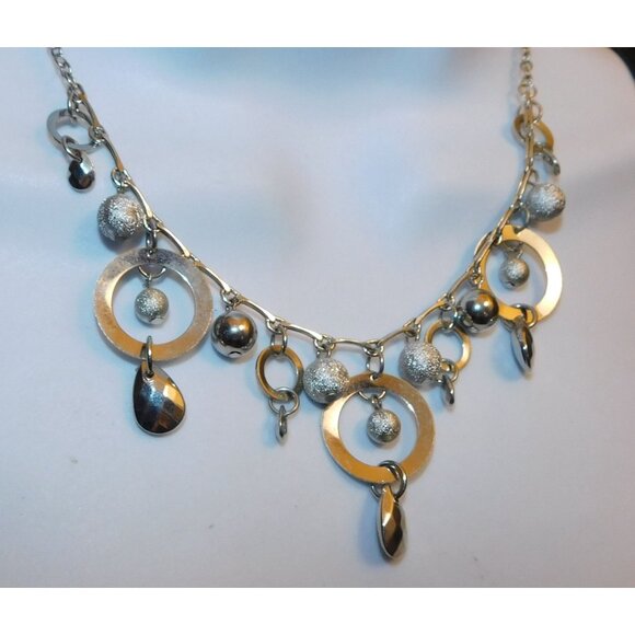 Whimsical Hoop And Charm Silver Tone Necklace - Picture 3 of 4